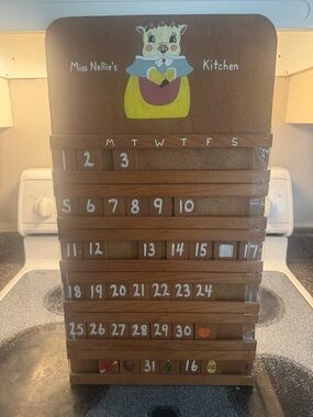 Vintage Wooden Perpetual Calendar Farmhouse Kitchen Decor Hand Painted Calendar